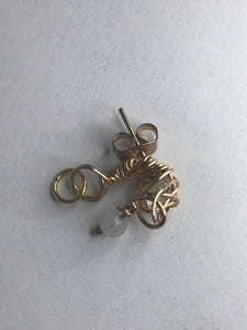 White Topaz & Moonstone Drop Ring Stud Earring