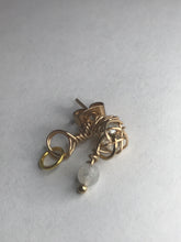 Load image into Gallery viewer, White Topaz &amp; Moonstone Drop Ring Stud Earring