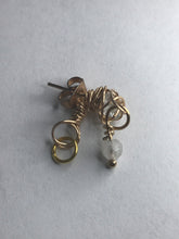 Load image into Gallery viewer, White Topaz &amp; Moonstone Drop Ring Stud Earring